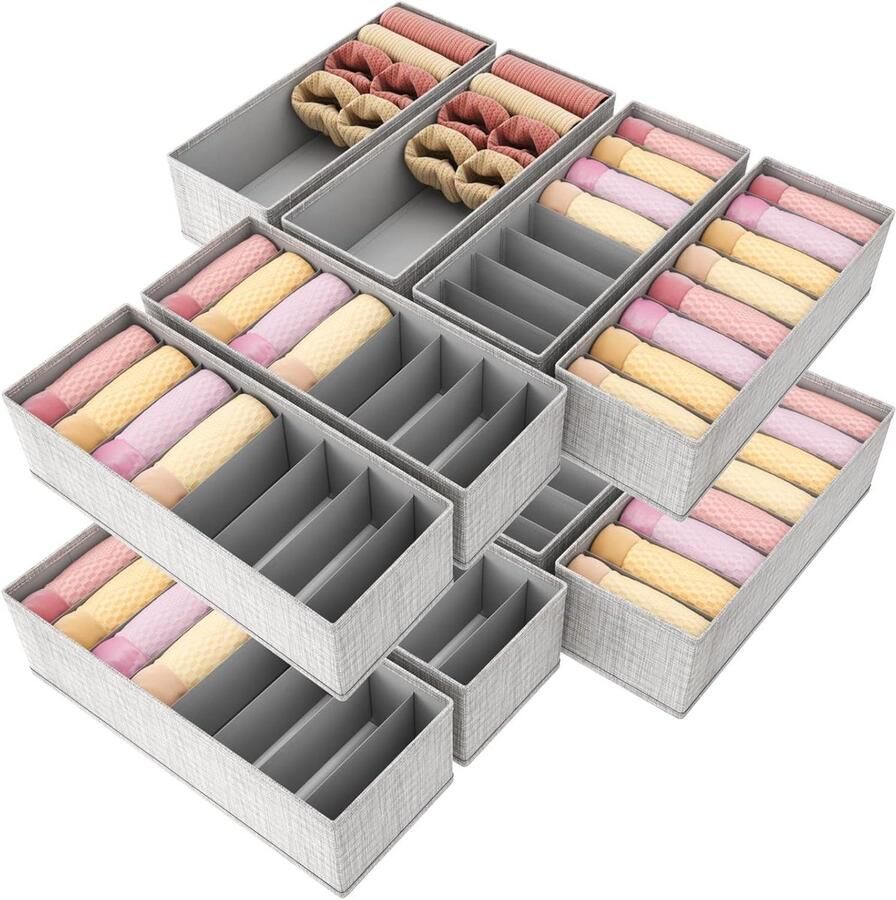 Set van 12 Lade Organizers Garderobe en Kast Organizer voor Verschoontafel Lades Dassen Kinderkleding Sokken Ondergoed