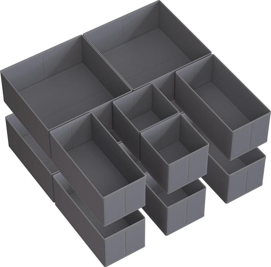 Set van 12 Lade-Organizers voor Ondergoed Sokken en Accessoires Vouwbare Stoffen Opbergdozen in Leisteengrijs