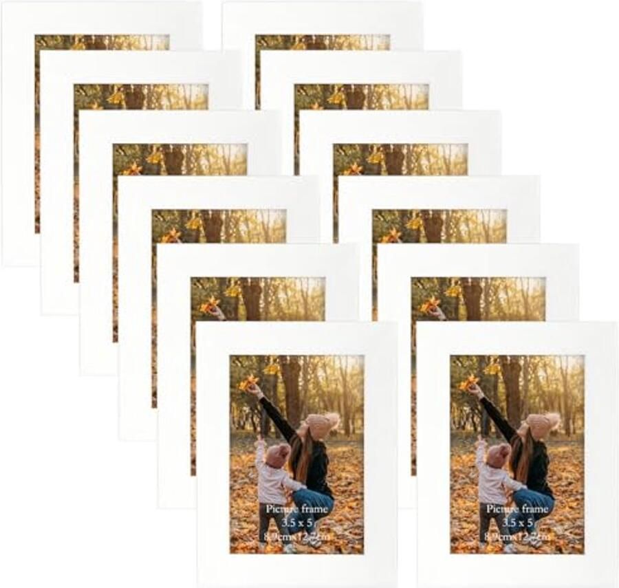 Set van 12 moderne fotolijsten 9 x 13 cm witte collage fotolijsten voor wand of tafel