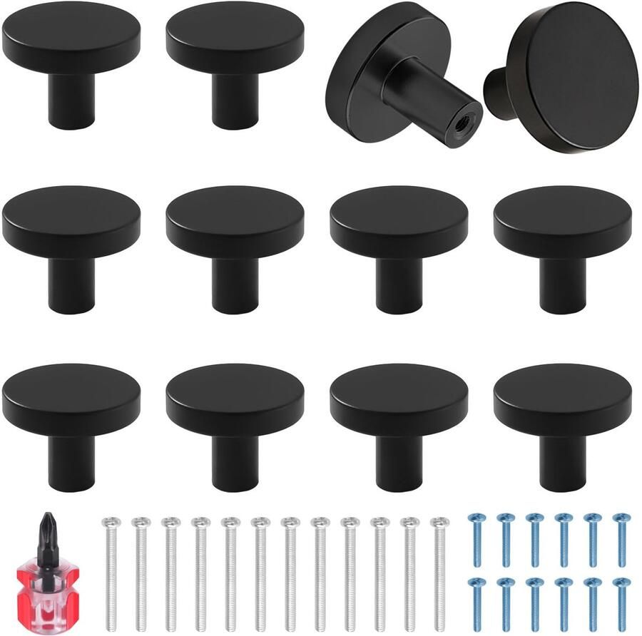 Ibenzoa Set van 12 Moderne Zwarte Metalen Meubelknoppen Perfect voor Kasten en Lades