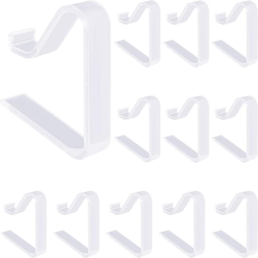 ZVD Set van 12 stuks Transparante tafelkleedklemmen van kunststof 3 5-5 cm dik Geschikt voor binnen- en buitengebruik tuin balkon Stevige tafelkleedklemmen