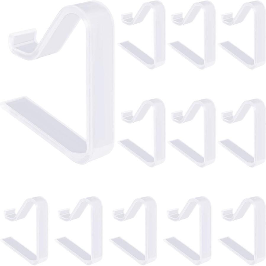 Set van 12 tafelkleedklemmen van transparant kunststof robuuste tafelklemmen voor buiten en binnen geschikt voor tafelbladen van 3 5 tot 5 cm dik voor tuin balkon en evenementen