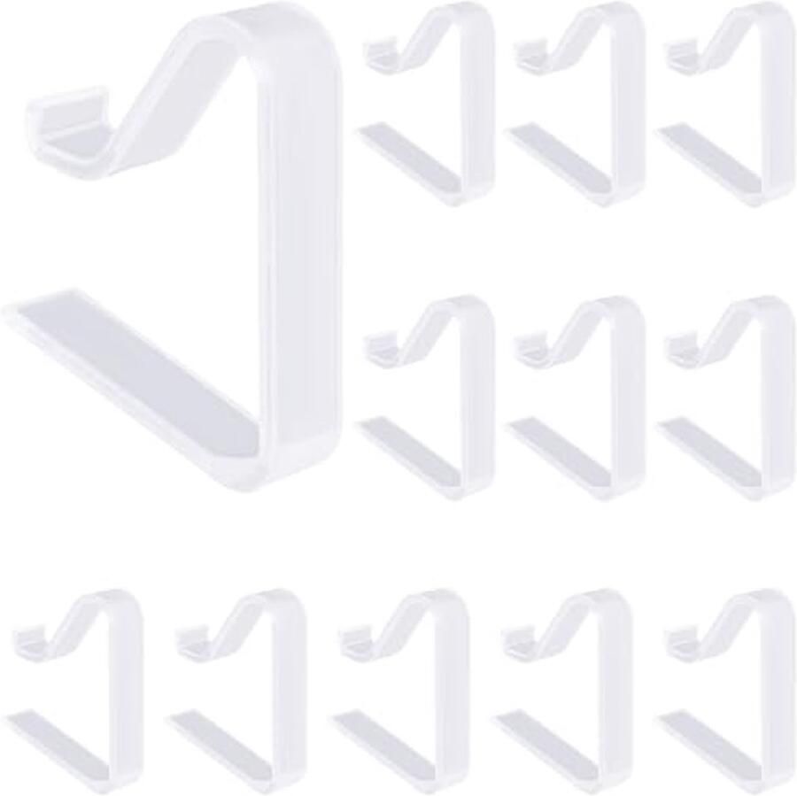 Set van 12 transparante tafelkleedklemmen voor binnen en buiten robuust en geschikt voor tafels van 3 5 tot 5 cm