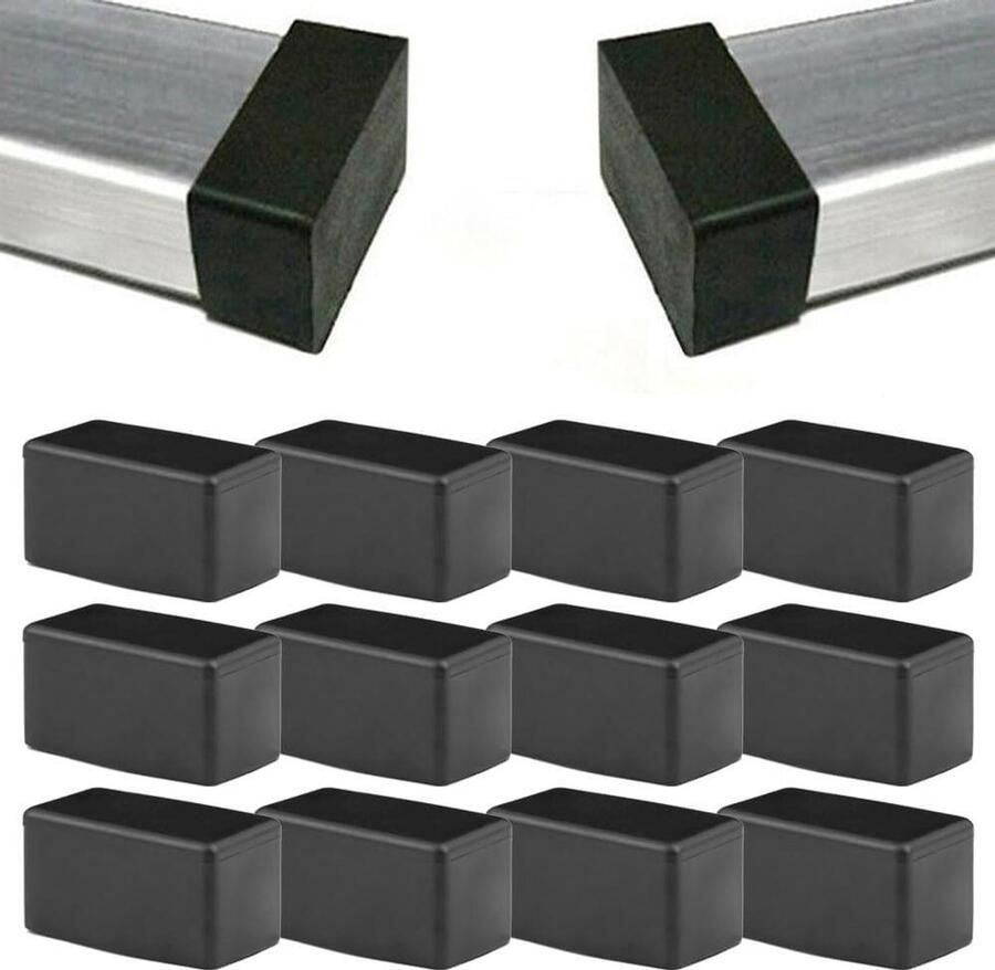 Set van 12 zwarte rechthoekige rubberen meubelpads 15x30mm voor hardhouten vloeren