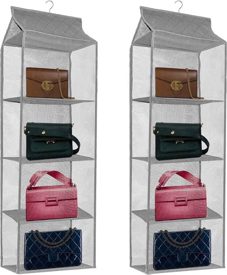 Set van 2 ademende garderobe-organizer tas voor slaapkamer handtasopslag handtasgarderobe organizertassen kastorganizer opvouwbaar ruimtebesparende tasorganizer