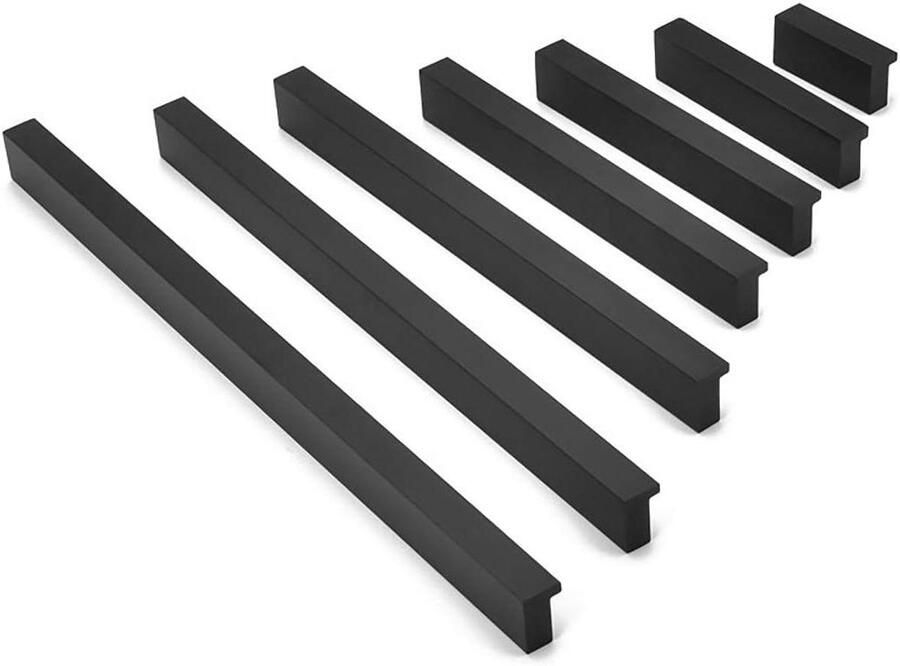 Set van 2 Aluminium Meubelhandvatten Gat Afstand 256mm Keukenkast Handgrepen Ladehandgrepen Zwart