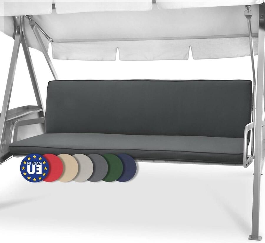 Set van 2 antraciet bankkussens á 180 x 50 x 6cm Loft HS kussens voor schommelbank zitkussen voor tuinbanken