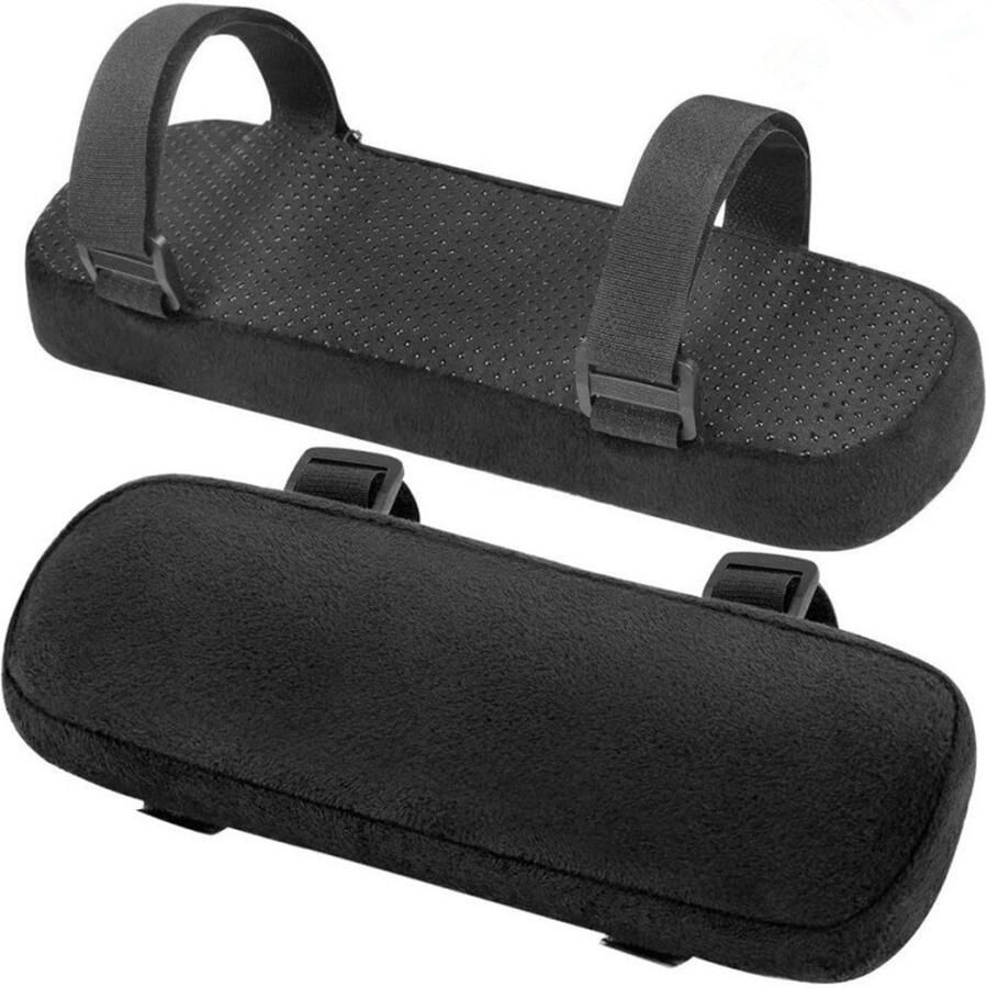 Set van 2 armleuningkussens Armleuningbeschermers voor bureaustoel ergonomische armleuningen Stofdichte Armleuninghoezen Antislip Elleboogsteunkussens Geschikt voor Bureaustoelen en Gamingstoelen zwart Polyester 23.5*7