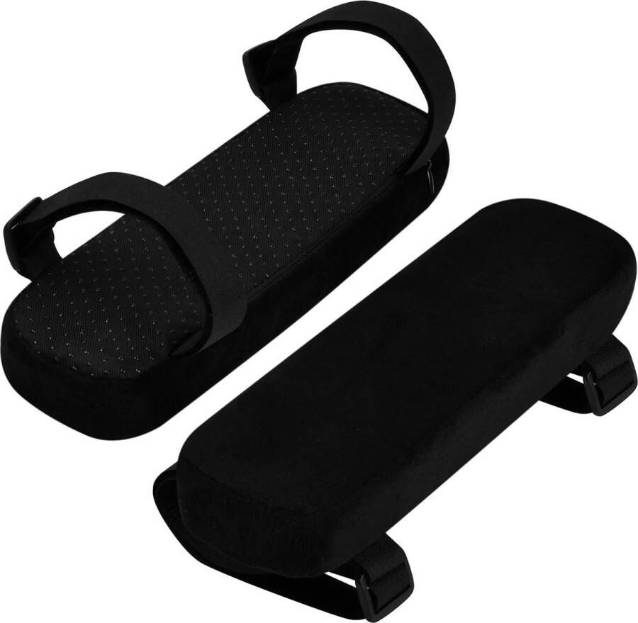 Set van 2 armleuningkussens voor stoelen armleuningkussens met traagschuim armleuninghoes voor gamingstoelen armleuningbeschermers bureaustoel zwart ergonomische armleuningen antislip voor elleboog en onderarm (A)
