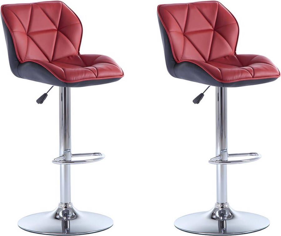 Vente-unique Set van 2 barkrukken CALVIN Kunstleer In hoogte verstelbaar Rood L 45 cm x H 109 cm x D 51 cm - Foto 2