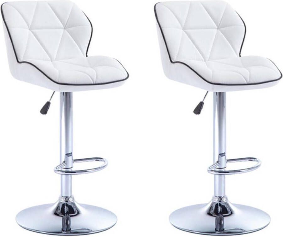 Vente-unique Set van 2 barkrukken CALVIN Kunstleer In hoogte verstelbaar Wit L 45 cm x H 109 cm x D 51 cm - Foto 2