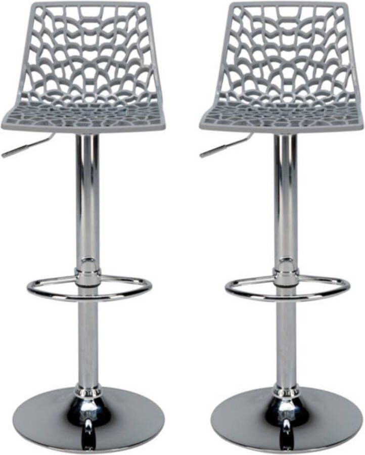Vente-unique Set van 2 barkrukken CLARK Polypropyleen Parelgrijs L 45 cm x H 104 cm x D 45 cm