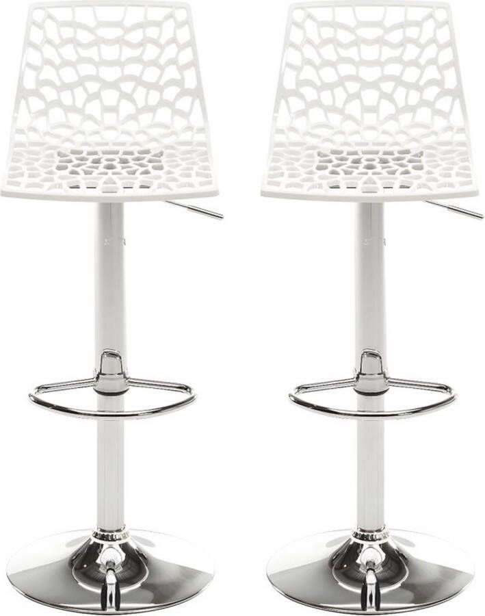 Vente-unique Set van 2 barkrukken CLARK Polypropyleen wit dolomiet L 45 cm x H 104 cm x D 45 cm