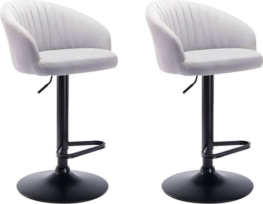 Vente-unique Set van 2 barkrukken DORALIZ Stof en metaal Grijs L 54 cm x H 105 cm x D 52 cm - Foto 2