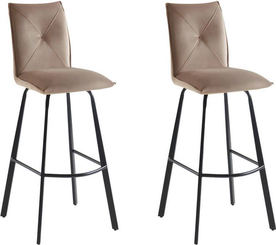 Set van 2 barkrukken Fluweel en metaal Taupe INDILANE L 42 cm x H 110 cm x D 51 cm