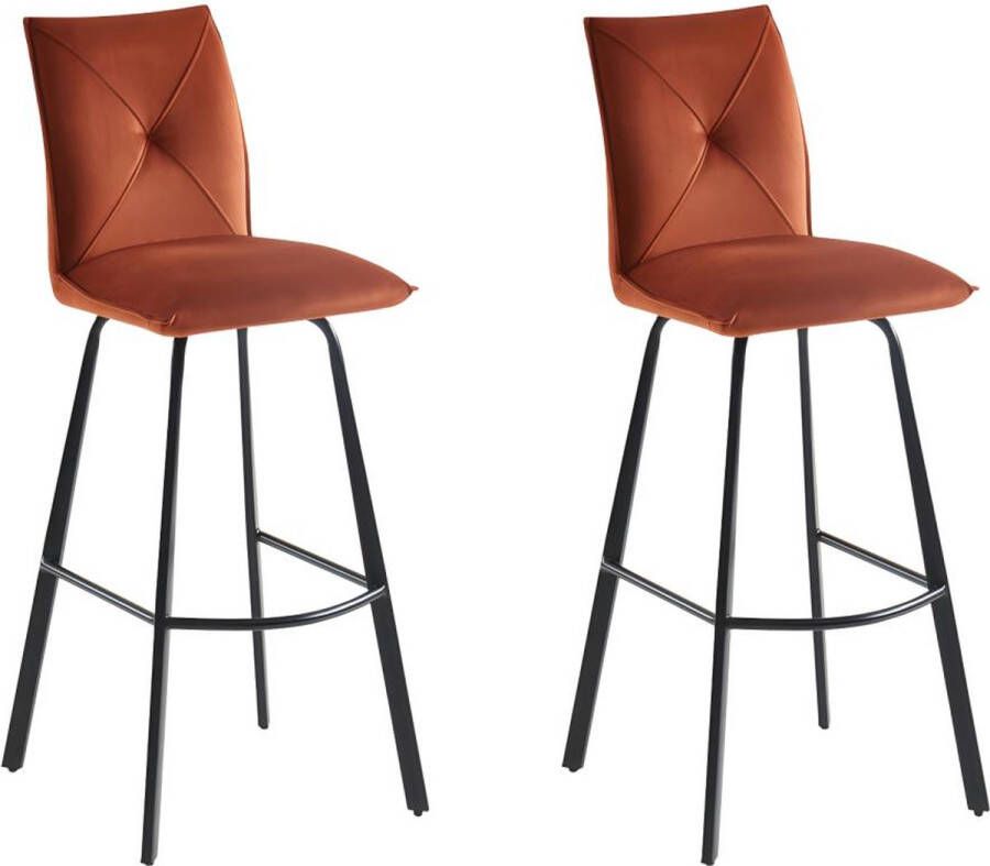 Vente-unique Set van 2 barkrukken Fluweel en metaal Terracotta INDILANE L 42 cm x H 110 cm x D 51 cm