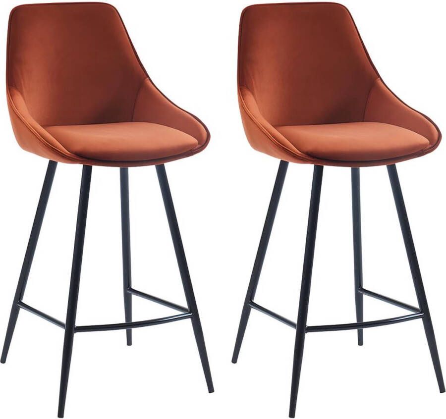 Vente-unique Set van 2 barkrukken Fluweel Terracotta MASURIE L 48 cm x H 99 cm x D 51 cm - Foto 2