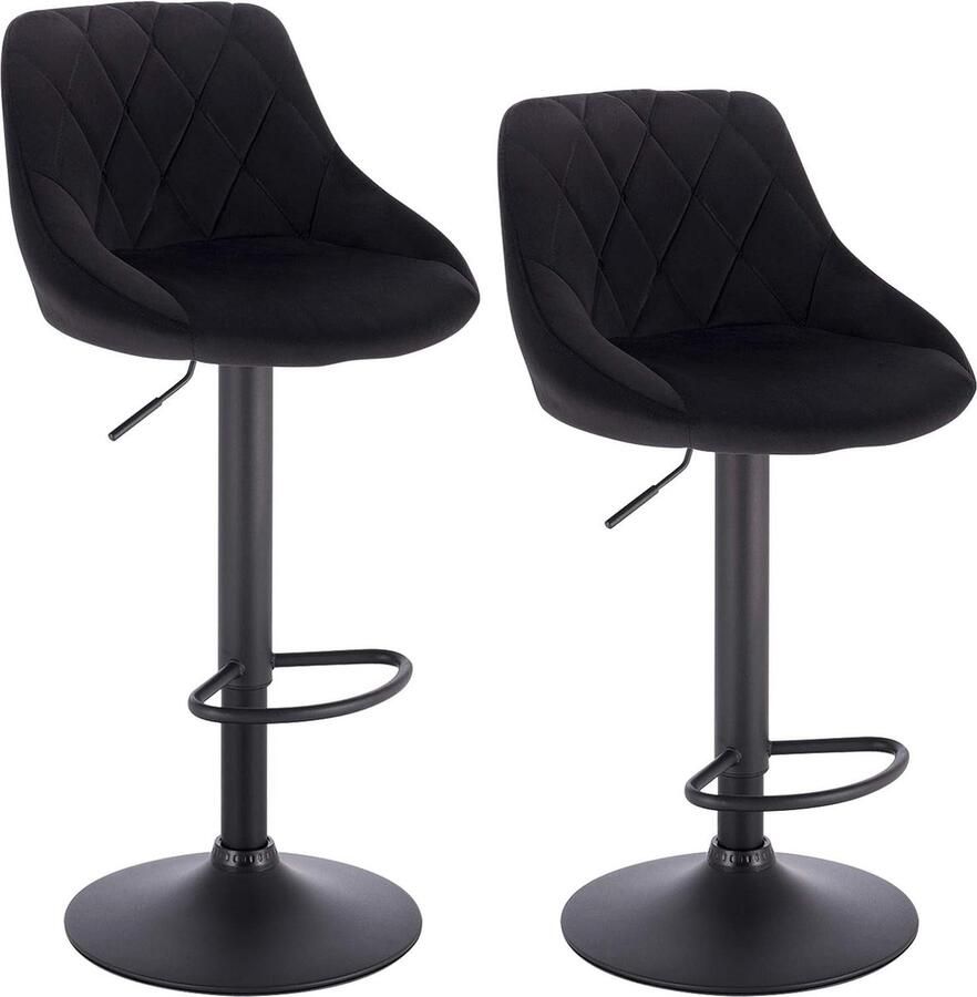 Rootz Living Rootz set van 2 barkrukken fluwelen toonbankstoelen verstelbare en draaibare krukken comfortabel stabiel duurzaam 35 cm x 38 cm zitting hoogte 60 cm 82 cm