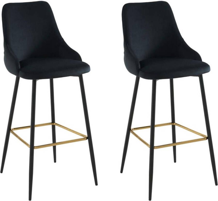 Vente-unique Set van 2 barkrukken in fluweel en metaal – Zwart – VELVINA L 48 cm x H 110 cm x D 56 cm - Foto 2