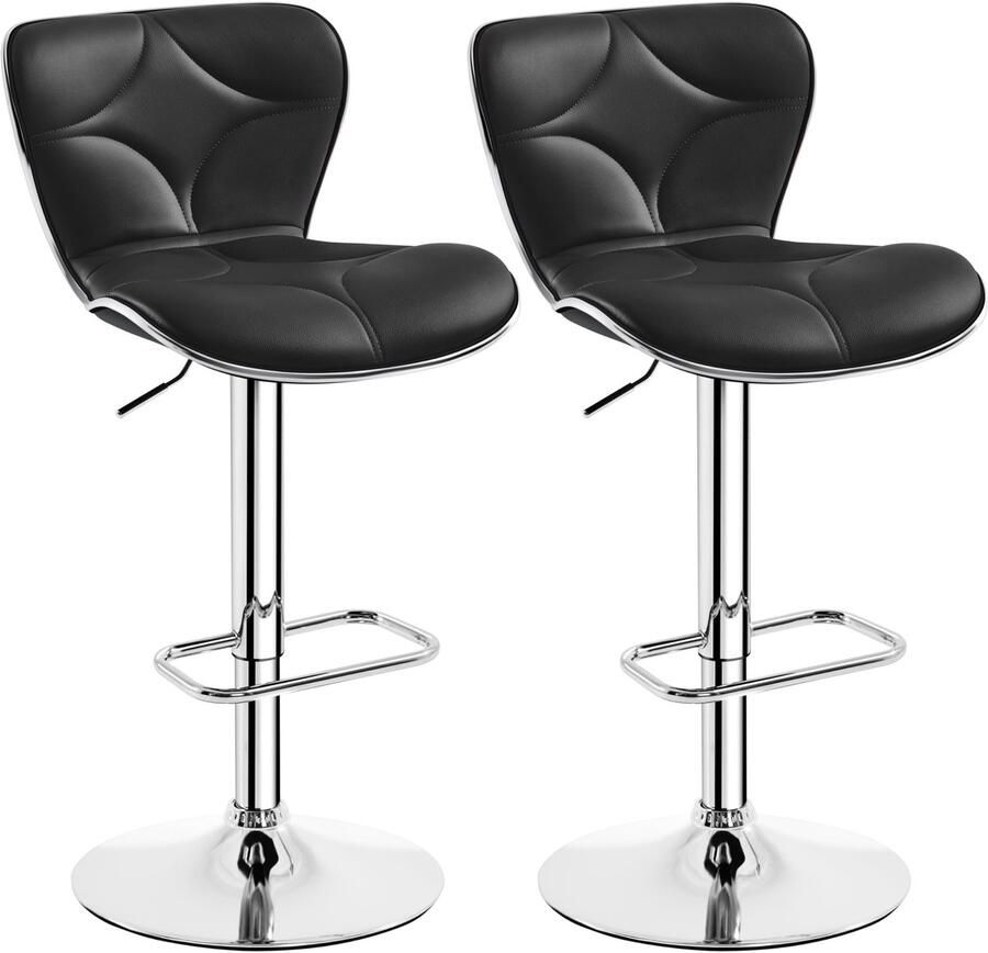 Set van 2 barkrukken in hoogte verstelbaar zithoogte 61 cm 82 5 cm kruk met rugleuning en voetensteun tot 136 kg belastbaar voor eetkamer café bar salon keuken zwart