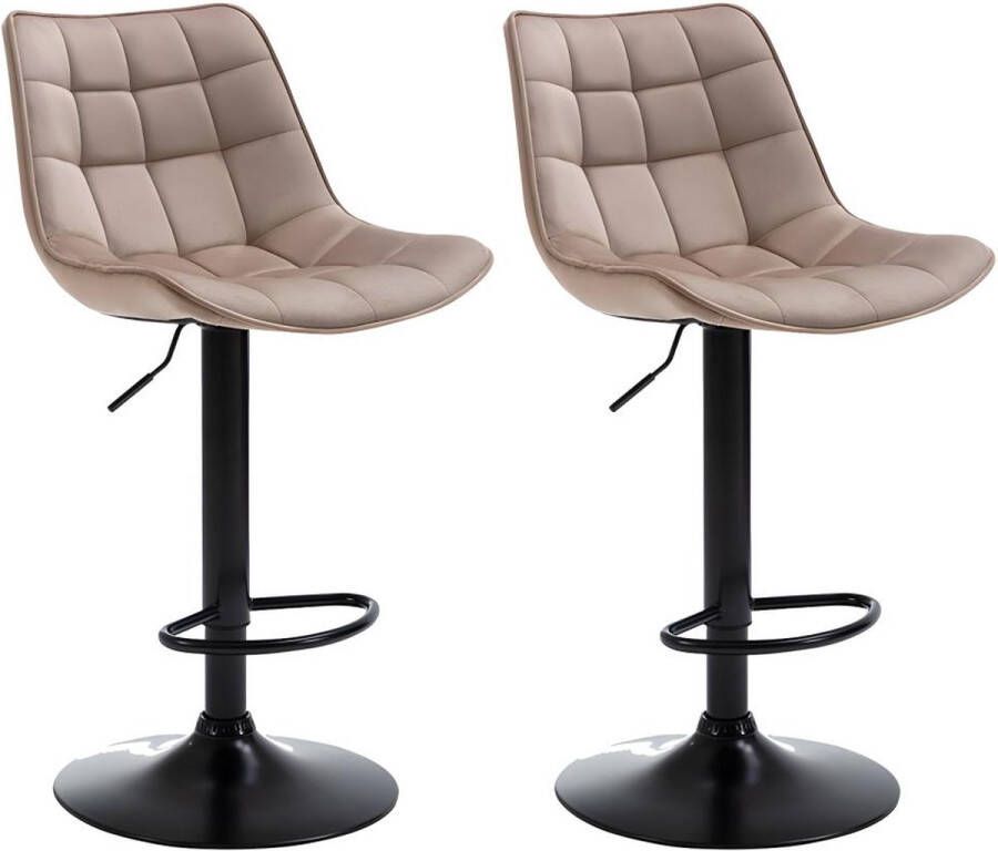 Vente-unique Set van 2 barkrukken LIMA II Velours en metaal Beige L 45 cm x H 109 cm x D 54 cm - Foto 2