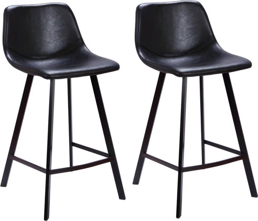 Vente-unique Set van 2 barkrukken MADERE Kunstleer Zwart L 44 cm x H 90 cm x D 54 cm - Foto 2