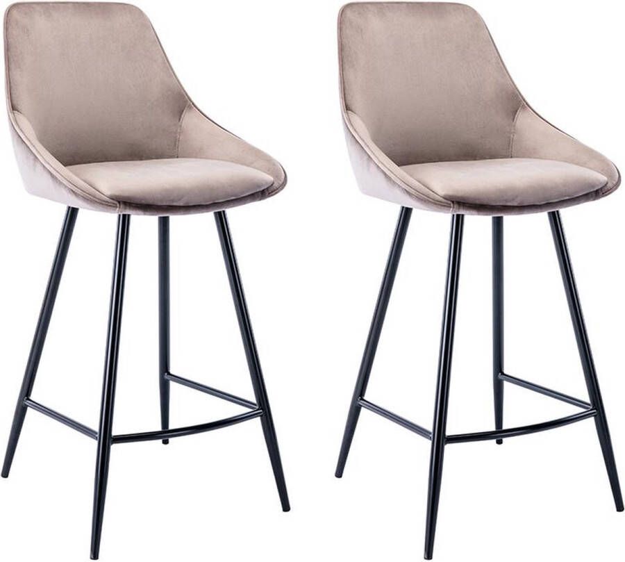 Vente-unique Set van 2 barkrukken MASURIE Fluweel Taupe L 48 cm x H 99 cm x D 51 cm - Foto 2