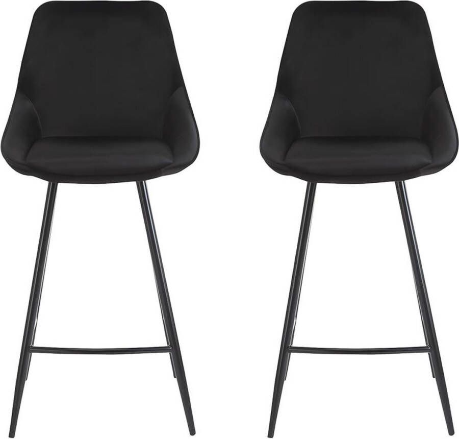 Vente-unique Set van 2 barkrukken MASURIE Velours Zwart L 48 cm x H 99 cm x D 51 cm - Foto 2