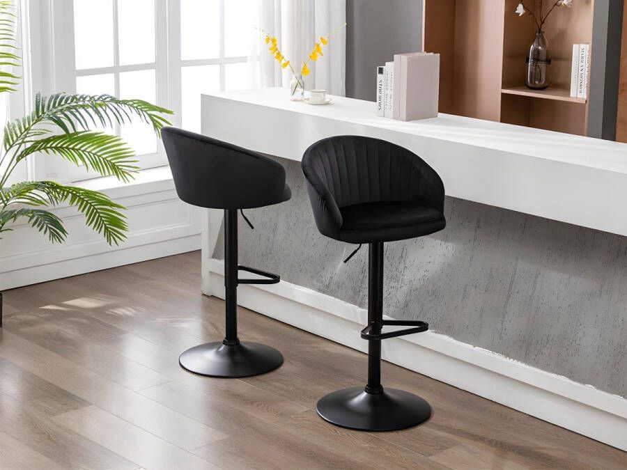 Vente-unique Set van 2 barkrukken Stof en metaal Zwart DORALIZ L 54 cm x H 105 cm x D 52 cm