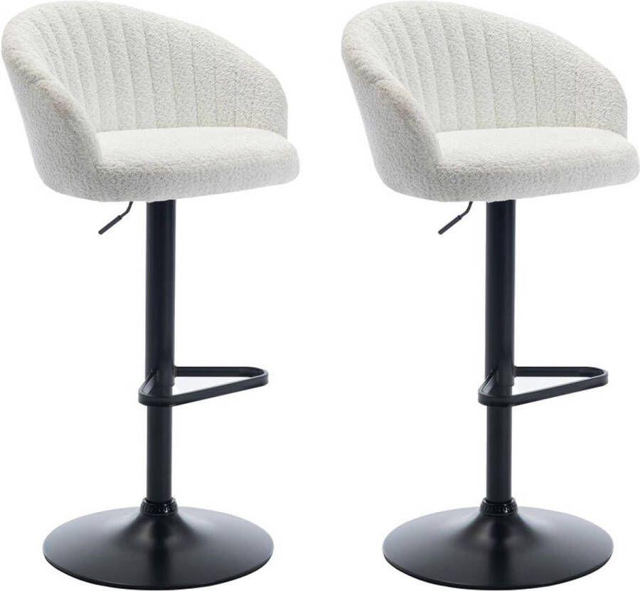 Vente-unique Set van 2 barkrukken van boucléstof en metaal Wit DORALIZ L 54 cm x H 105 cm x D 52 cm - Foto 2