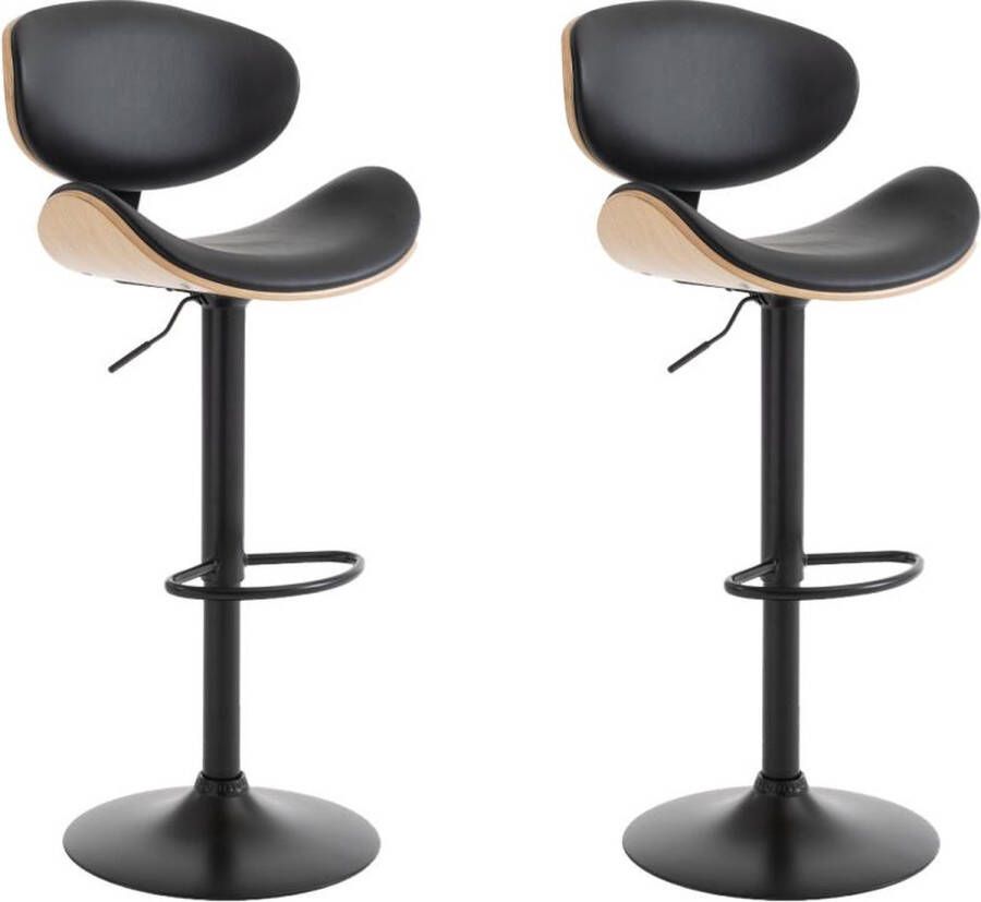 Vente-unique Set van 2 barkrukken van kunstleer en metaal Aanpasbare hoogte Licht naturel en zwart MONTENEGRO L 49.5 cm x H 111 cm x D 46 cm - Foto 2