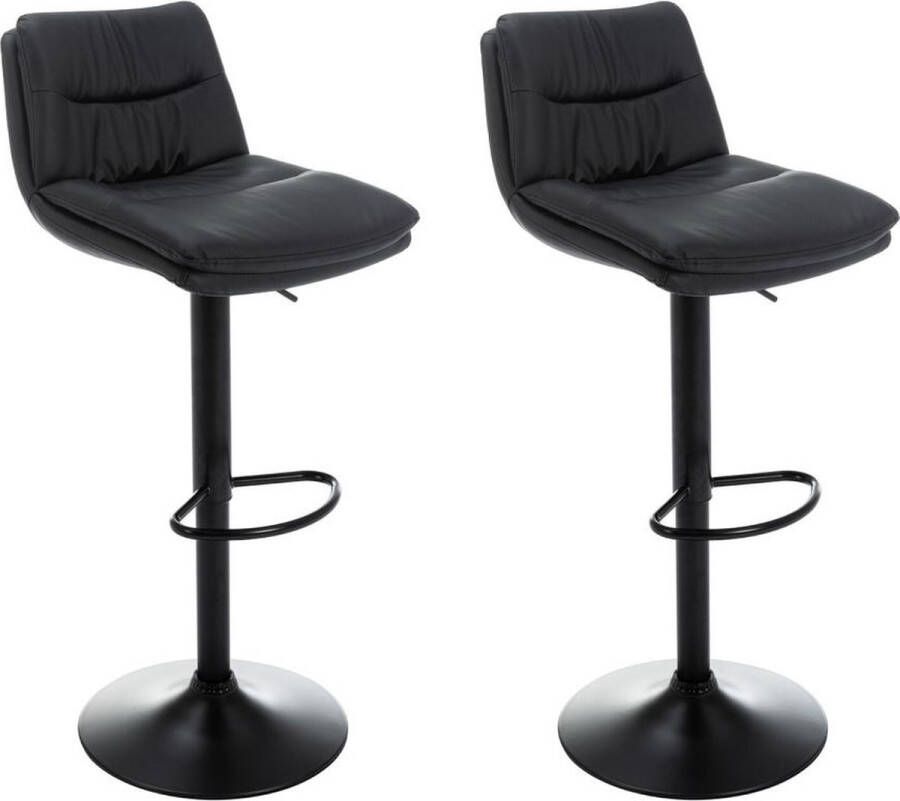 Vente-unique Set van 2 barkrukken van kunstleer en metaal Zwart KADERINA L 41.5 cm x H 106 cm x D 52 cm - Foto 2