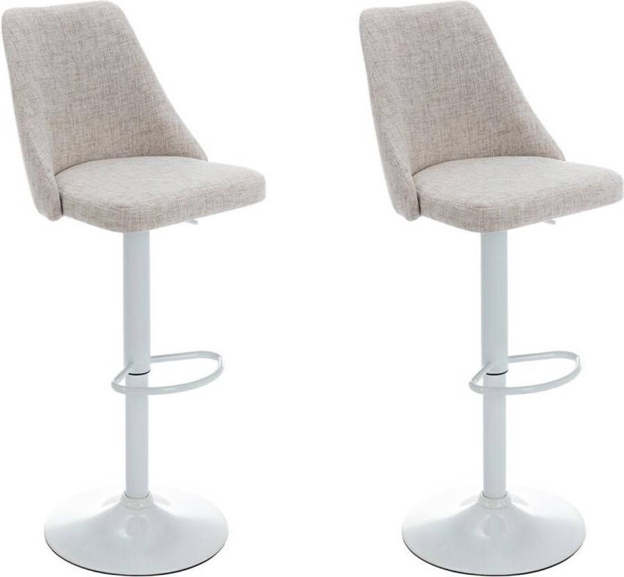 Vente-unique Set van 2 barkrukken van stof en wit metaal Beige KIYOLA L 43 cm x H 112.5 cm x D 50 cm - Foto 2