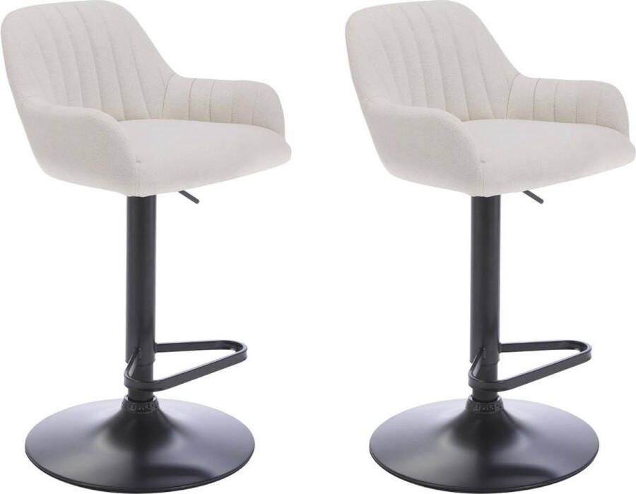 Vente-unique Set van 2 barkrukken van stof en zwart metaal Verstelbare hoogte Crèmewit ELEANA L 47 cm x H 106 cm x D 49 cm