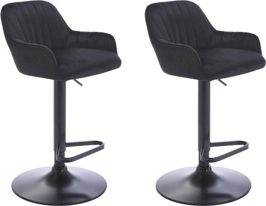 Vente-unique Set van 2 barkrukken van velours en metaal Verstelbare hoogte Zwart ELEANA L 47 cm x H 106 cm x D 49 cm