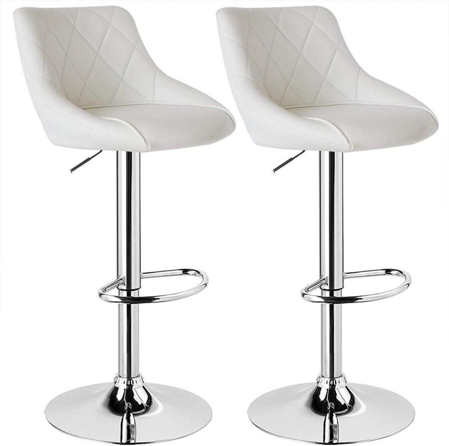 Rootz Living Rootz Set van 2 barkrukken Verstelbare tegenstoelen Draaibare barkrukken Comfortabel veelzijdig duurzaam Kunstleer verchroomd staal 84-106 cm x 35 cm x 38 cm