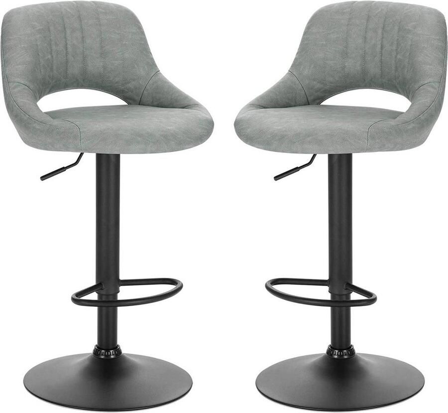 Rootz Living Rootz Set van 2 barkrukken Verstelbare tegenstoelen Draaibare barkrukken Comfortabel veelzijdig duurzaam Kunstleer en metaal Totale hoogte 84-106 cm zithoogte 61 5-83 5 cm zitting 35x42 cm (BxD)