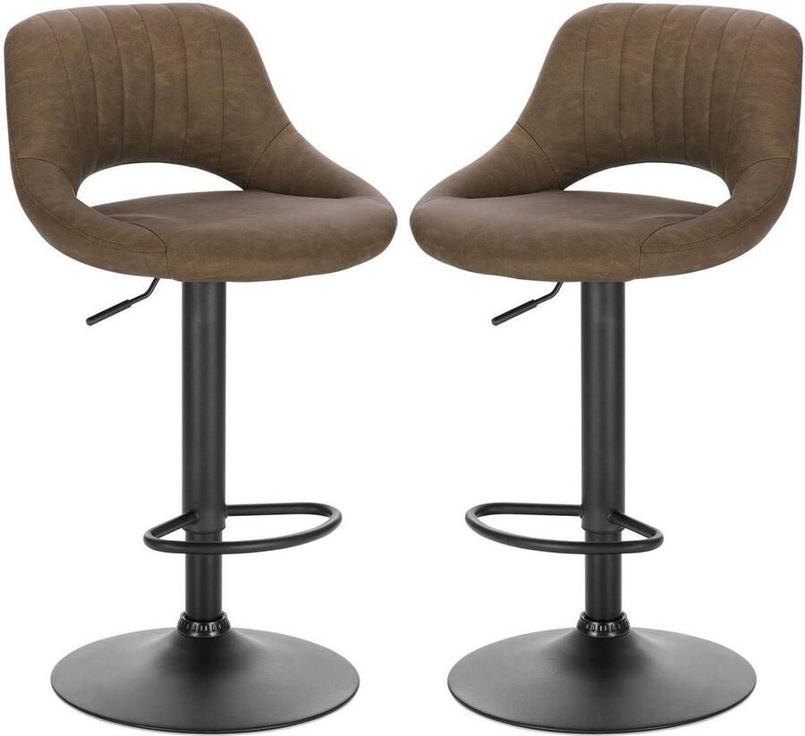 Rootz Living Rootz Set van 2 barkrukken Verstelbare tegenstoelen Draaibare barkrukken Comfortabel veelzijdig duurzaam Kunstleer 84-106 cm x 35 cm x 42 cm