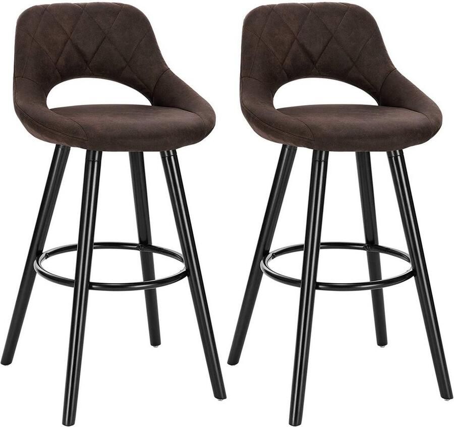 Rootz Living Rootz Set van 2 barstoelen Tegenkrukken Keukenkrukken Comfortabele zitplaatsen Eenvoudig onderhoud Duurzame constructie 43 cm x 43 cm x 91 cm