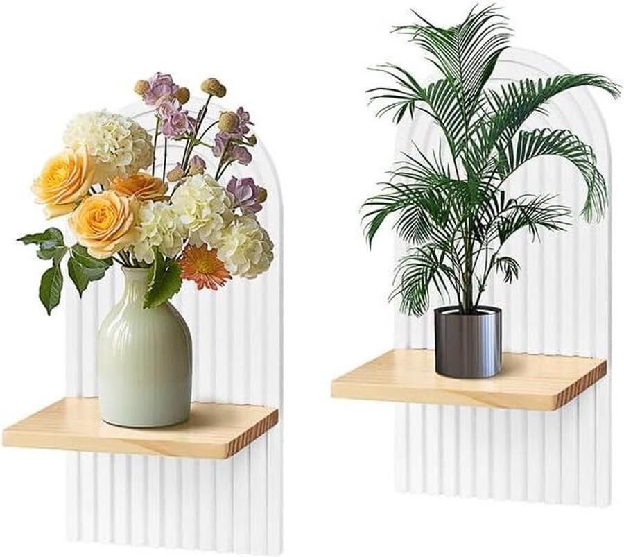 Set van 2 Boheemse Wandplanken Wanddecoratie 2 Stuks Hout Modern