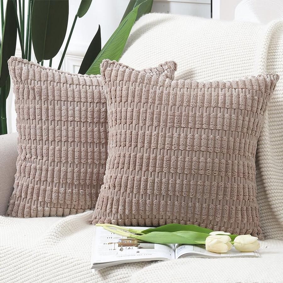 Set van 2 Boho Corduroy Kussenslopen Zachte Decoratieve Kussenhoezen voor Bank en Slaapkamer 45x45 cm