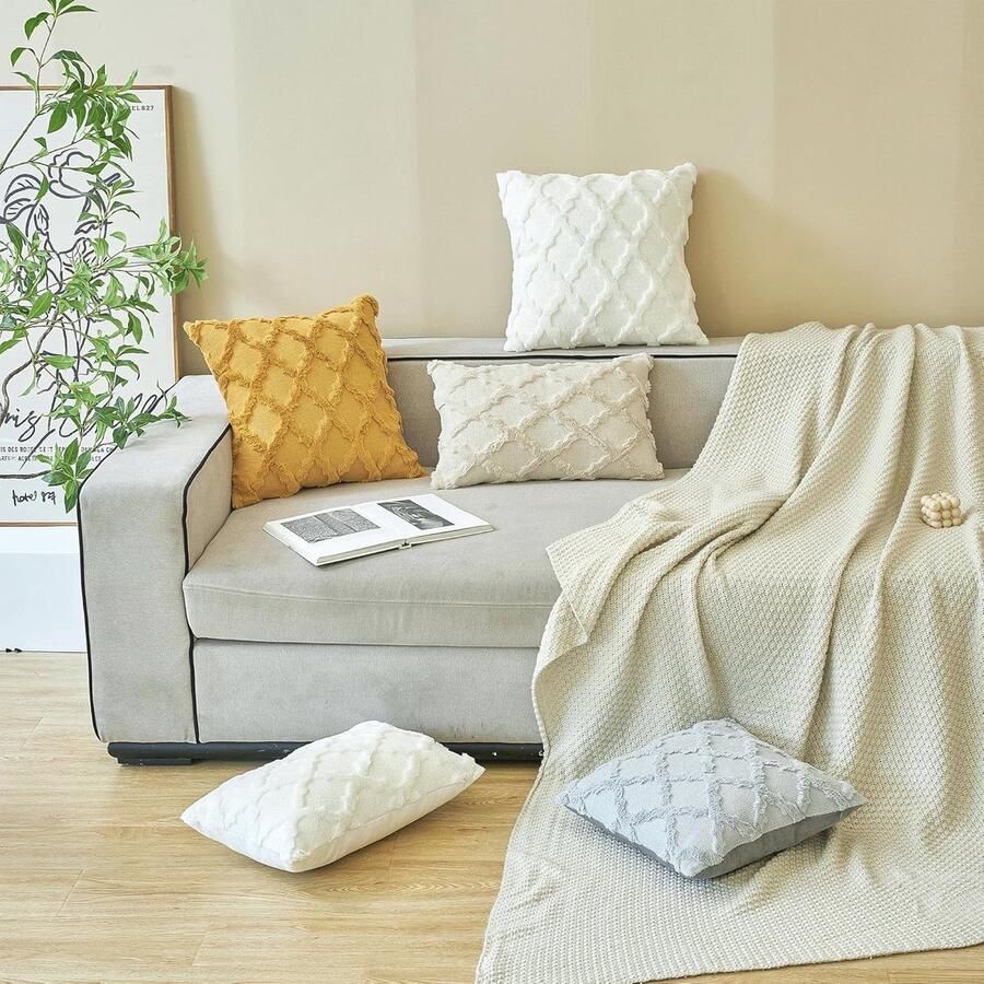 Set van 2 Boho Kussenslopen 50x50 cm Beige voor Bank en Slaapkamer - Foto 2