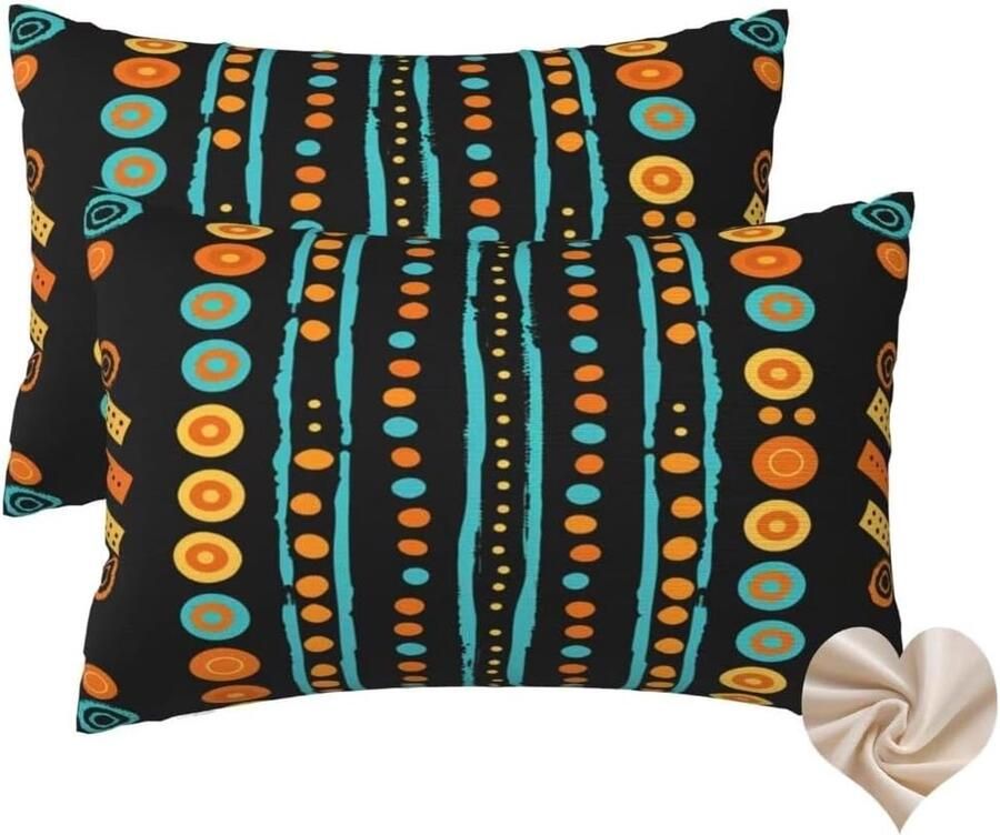 Furnibella -Set van 2 Boho Kussenslopen 70x50 cm – Indiase Rechthoekige Sierkussens – Decoratieve Kussenhoezen voor Bed Bank & Esthetische Woondecoratie