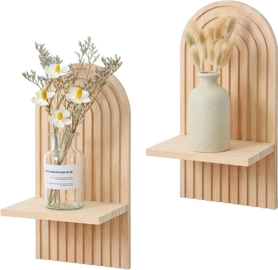 Set van 2 boho regenboog wandplanken wanddecoratie 2 stuks hout decoratief