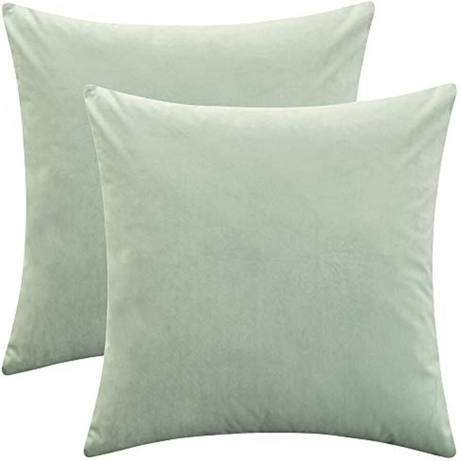 Set van 2 comfortabele kussenhoezen 18x18 inch voor bed en bank zacht fluweel turquoise groen
