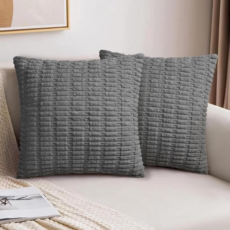 Set van 2 corduroy kussenslopen 40 x 40 cm Kerstdecoratie Moderne boho-decoratie Zachte sierkussenhoezen voor bank en stoel - Foto 2