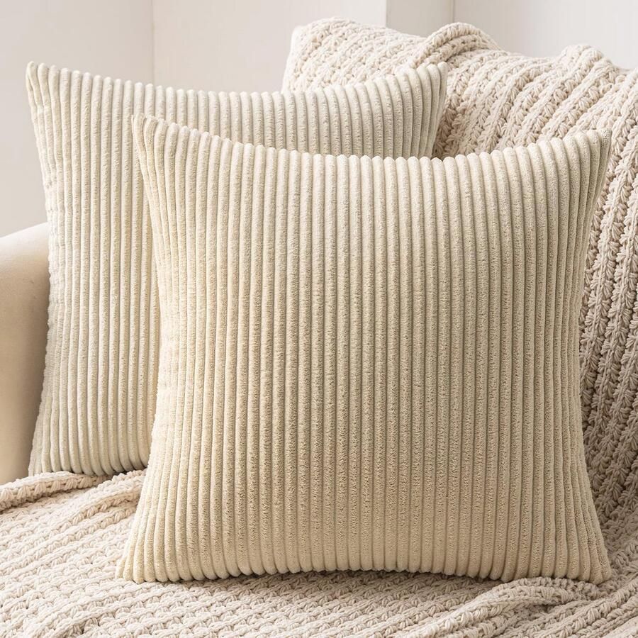 Set van 2 Corduroy Kussenslopen 50x50 cm Decoratieve Hoezen voor Sofa en Bed Machinewasbaar