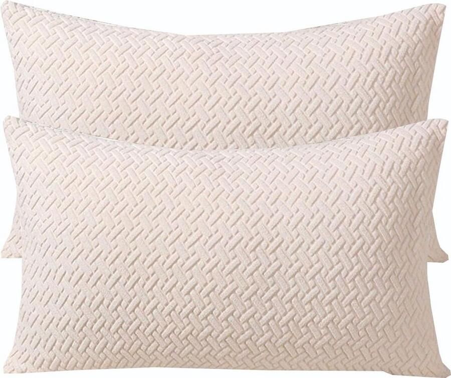 Furnibella -Set van 2 Corduroy Kussenslopen 50x70 cm – Zachte Beige Kussenhoezen met Ritssluiting – Voor Bank Bed of Sierkussens