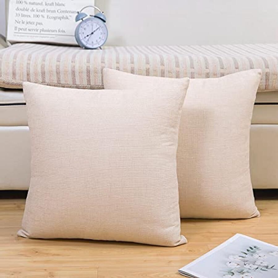 Set van 2 decoratieve linnen kussenslopen Moderne effen hoezen voor bank slaapbank en buitengebruik