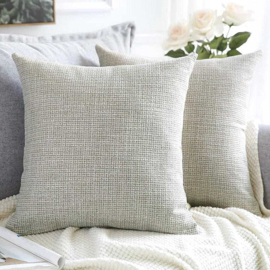 Set van 2 decoratieve vierkante linnen kussenslopen 60 x 60 cm voor woondecoratie bank slaapkamer auto kaki 24 x 24 kussenhoes 60x60